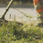 Man cutting his lawn